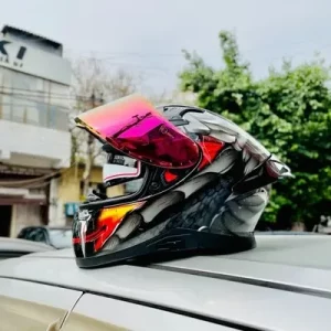 Axor Apex Venomous Black Neon Grey Full Face Helmet Iridium Red