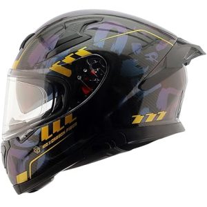 Axor Apex Carbon SC Glossy Carbon Neon Full Face Helmet with ECE 22.05 Certification Blue Iridium Visor Limited Edition.