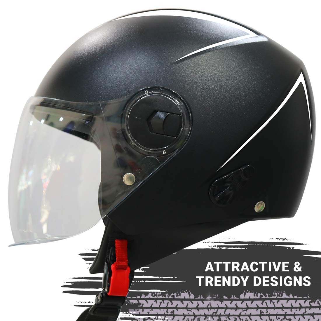 STEELBIRD ZIP HALF FACE HELMET Sarkkart