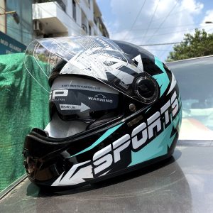 steelbird sbh 34 rox sports iss r glossy black grey blue color