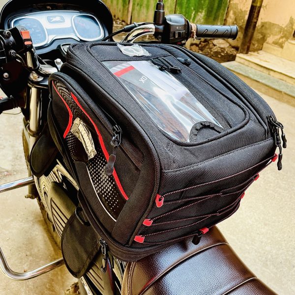 Rynox original Premium Heavy Quality Magnapod Tank Bag 21 litre With 1680D  polyester fabric With Waterproof rain cover Black Red Colour - Sarkkart