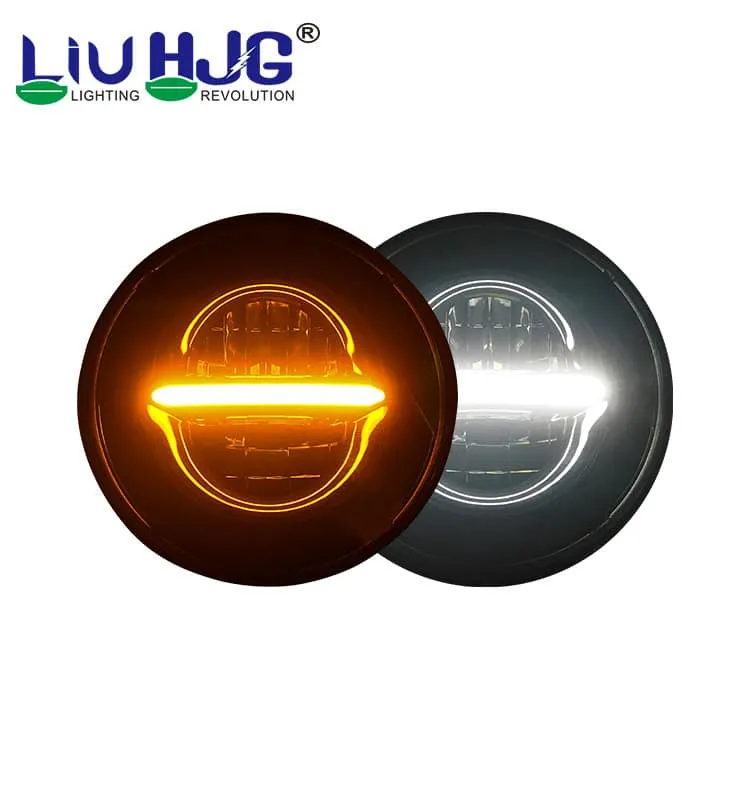 HJG 7 Inch Minus LED headlight assembly dual color front view HJG 7 Inch Minus LED headlight assembly dual color front view