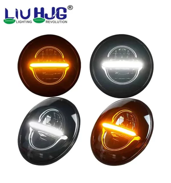 HJG 7 Inch Minus LED headlight assembly halo lights active