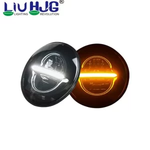 HJG 7 Inch Minus LED headlight assembly yellow white halo