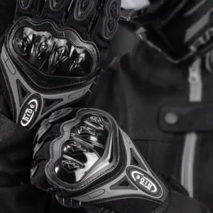 Suomy SU10 Full Finger Motorcycle Gloves Hard Knuckle Protective Riding Gloves Touchscreen Non Slip Breathable Mesh for Bike Riding and Outdoor Sports Black Grey