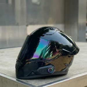 Autogreen Moto-4 Big Spoiler Helmet with Dual Visor || Black Outer Visor ||V12 Bluetooth (1 Year Warranty)