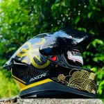 Axor Apex Infinity full face helmet black gold – black visor open tilted front
