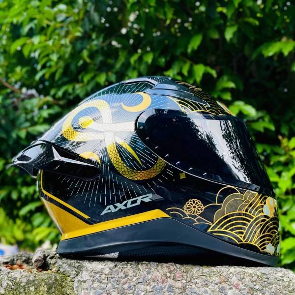 Axor Apex Infinity full face helmet black gold – black visor right side