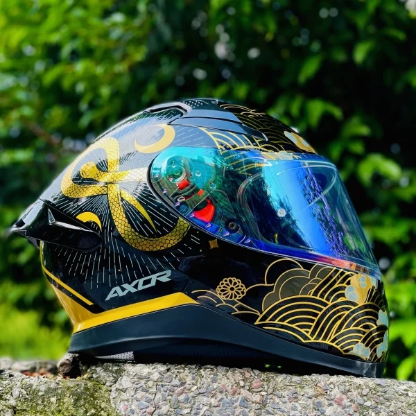 Axor Apex Infinity full face helmet black gold – blue visor left side