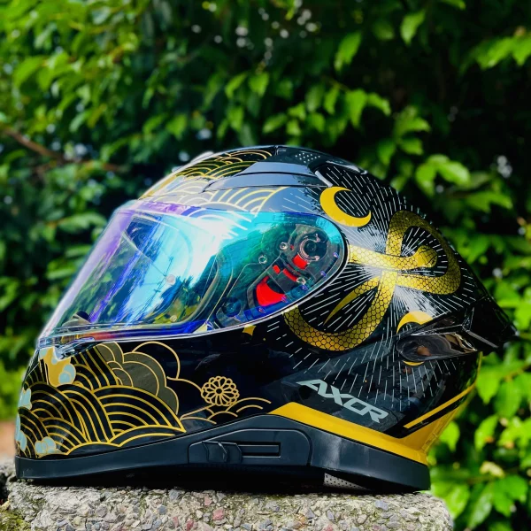 Axor Apex Infinity full face helmet black gold – blue visor right side