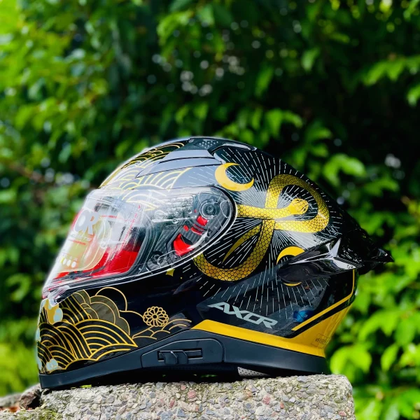 Axor Apex Infinity full face helmet black gold – clear visor left side