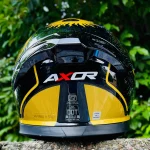 Axor Apex Infinity full face helmet black gold – clear visor rear view