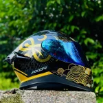 Axor Apex Infinity full face helmet black gold – iridium blue visor right side