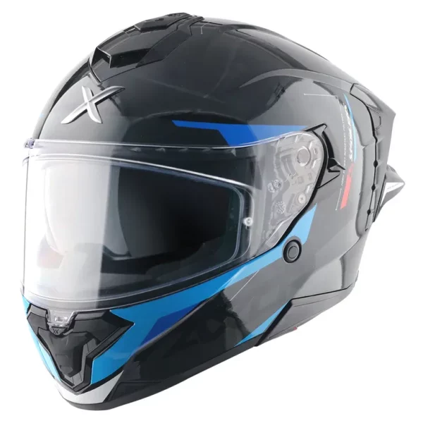 Axor Brutale Krytic dual spoiler helmet black and blue ISI DOT ECE certification