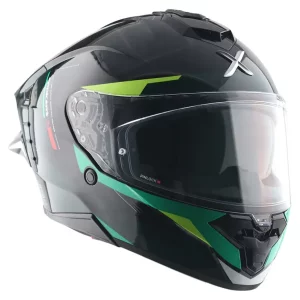 Axor Brutale Krytic dual spoiler helmet black and green ISI DOT ECE certification