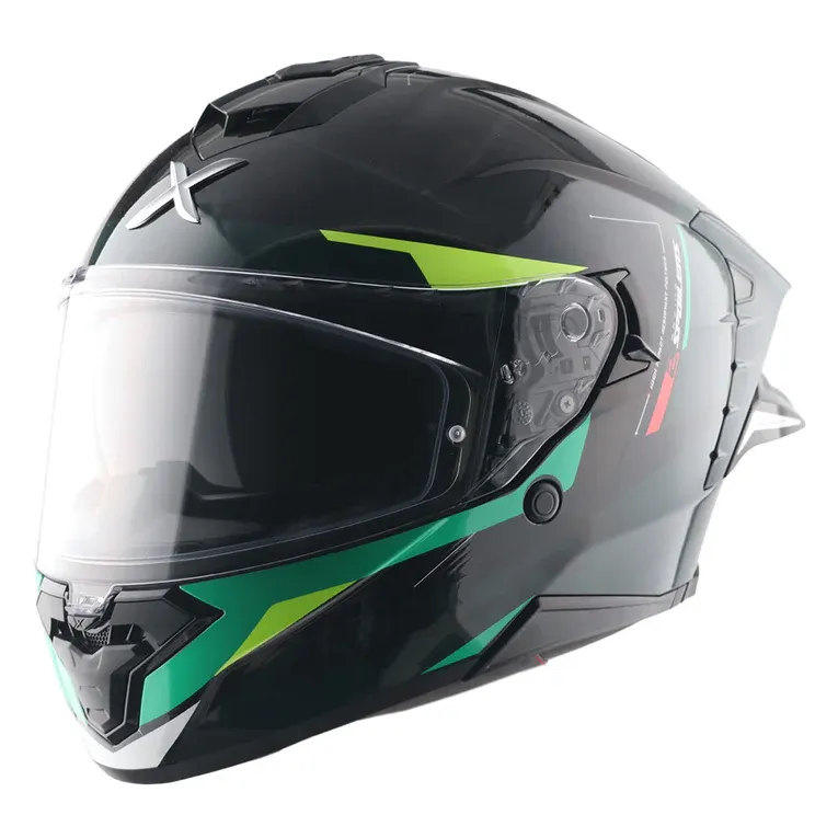 Axor Brutale Krytic dual spoiler helmet black and green Pinlock visor