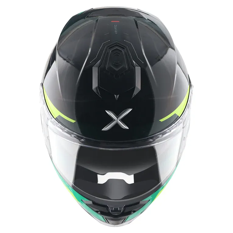 Axor Brutale Krytic dual spoiler helmet black and green front view
