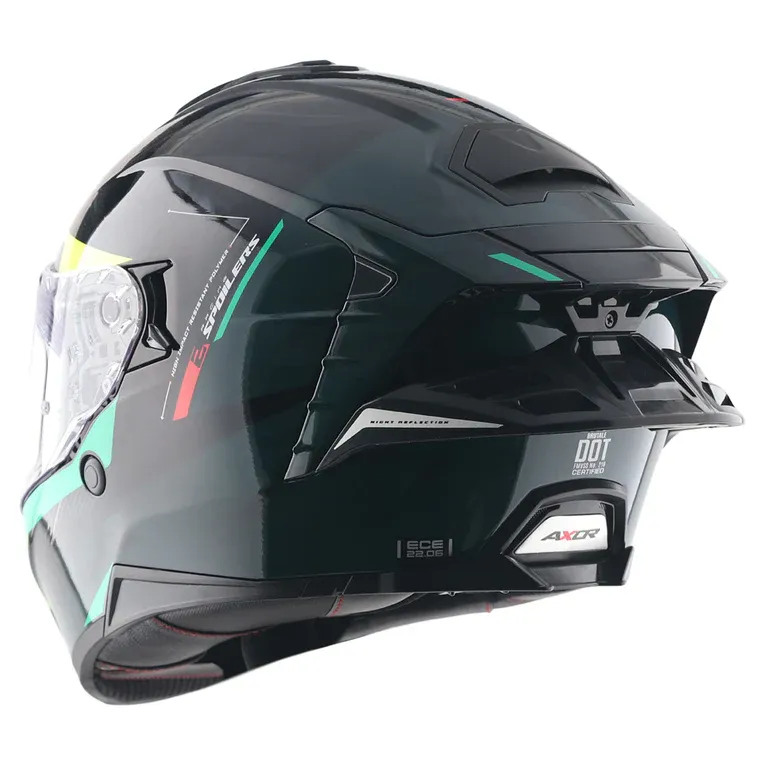 Axor Brutale Krytic dual spoiler helmet black and green side profile