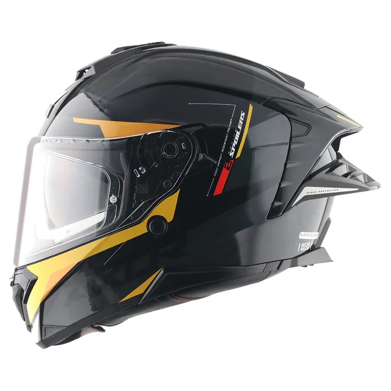 Axor Brutale Krytic dual spoiler helmet black and yellow breath guard Axor Brutale Krytic dual spoiler helmet black and yellow breath guard