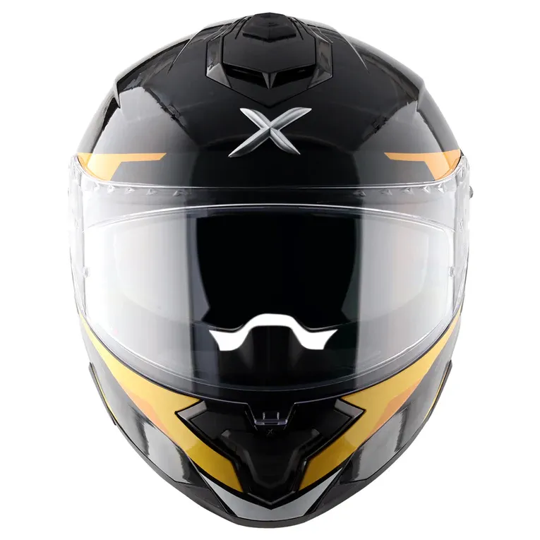 Axor Brutale Krytic dual spoiler helmet black and yellow front view Axor Brutale Krytic dual spoiler helmet black and yellow front view