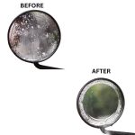 Anti-rain mirror film installed on motorcycle mirror