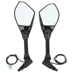 Black universal bike side mirrors with dual LED indicators