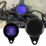 Front view of black LCD motorcycle speedometer tachometer gauge