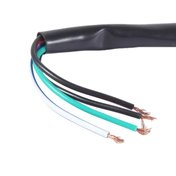 Rear view of black LCD motorcycle speedometer tachometer gauge with black mounting bracket and wiring