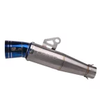 Universal Motorcycle Muffler Exhaust 304 Steel - Silver Burnt Tip