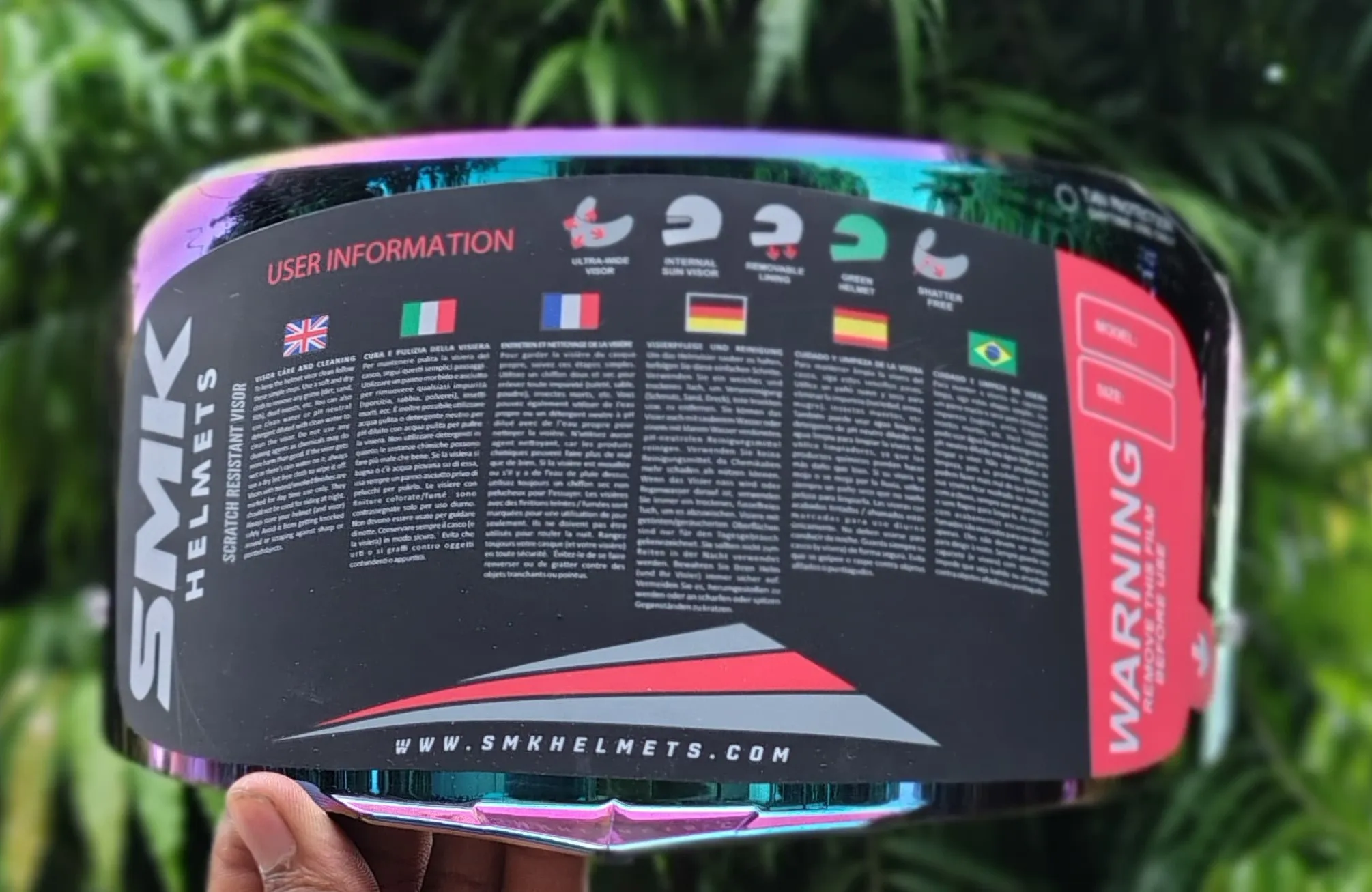 Scratch resistant helmet visor SMK Titan