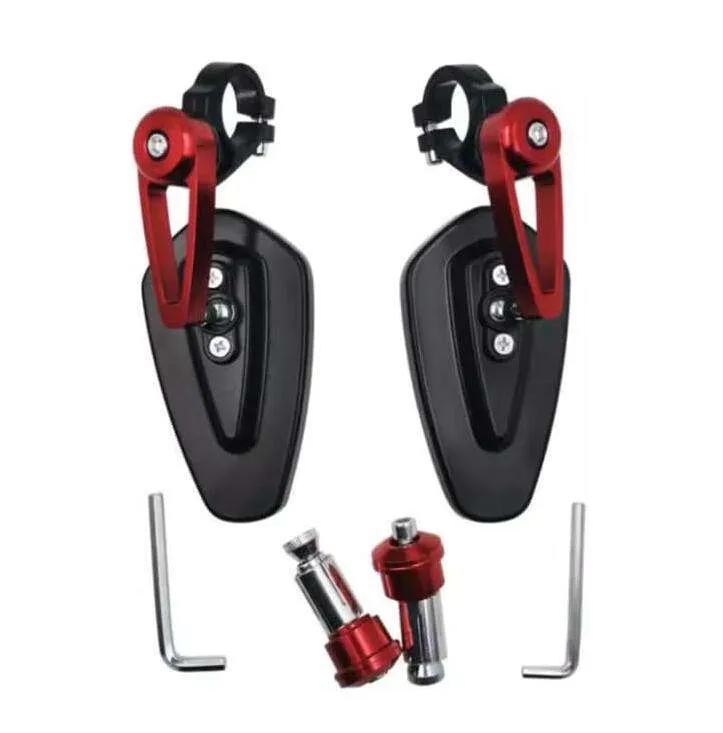 Sarkkart Original Premium Side Mirror with CNC Construction and Red Finish Top Angle