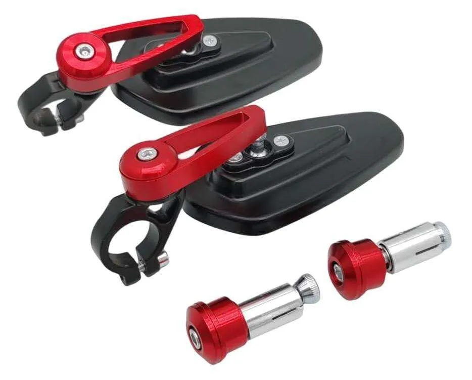 Sarkkart Original Premium Side Mirror with CNC Construction and Red Finish Side Angle