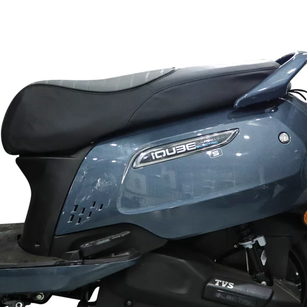 TVS iQube black grey seat cover custom fit design front view