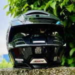 Axor Brutale Krytic Dual Spoiler Helmet – Black and Blue Back Side View