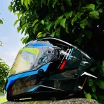 Axor Brutale Krytic Dual Spoiler Helmet – Black and Blue Right Side View