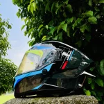 Axor Brutale Krytic Dual Spoiler Helmet – Black and Blue Angle View