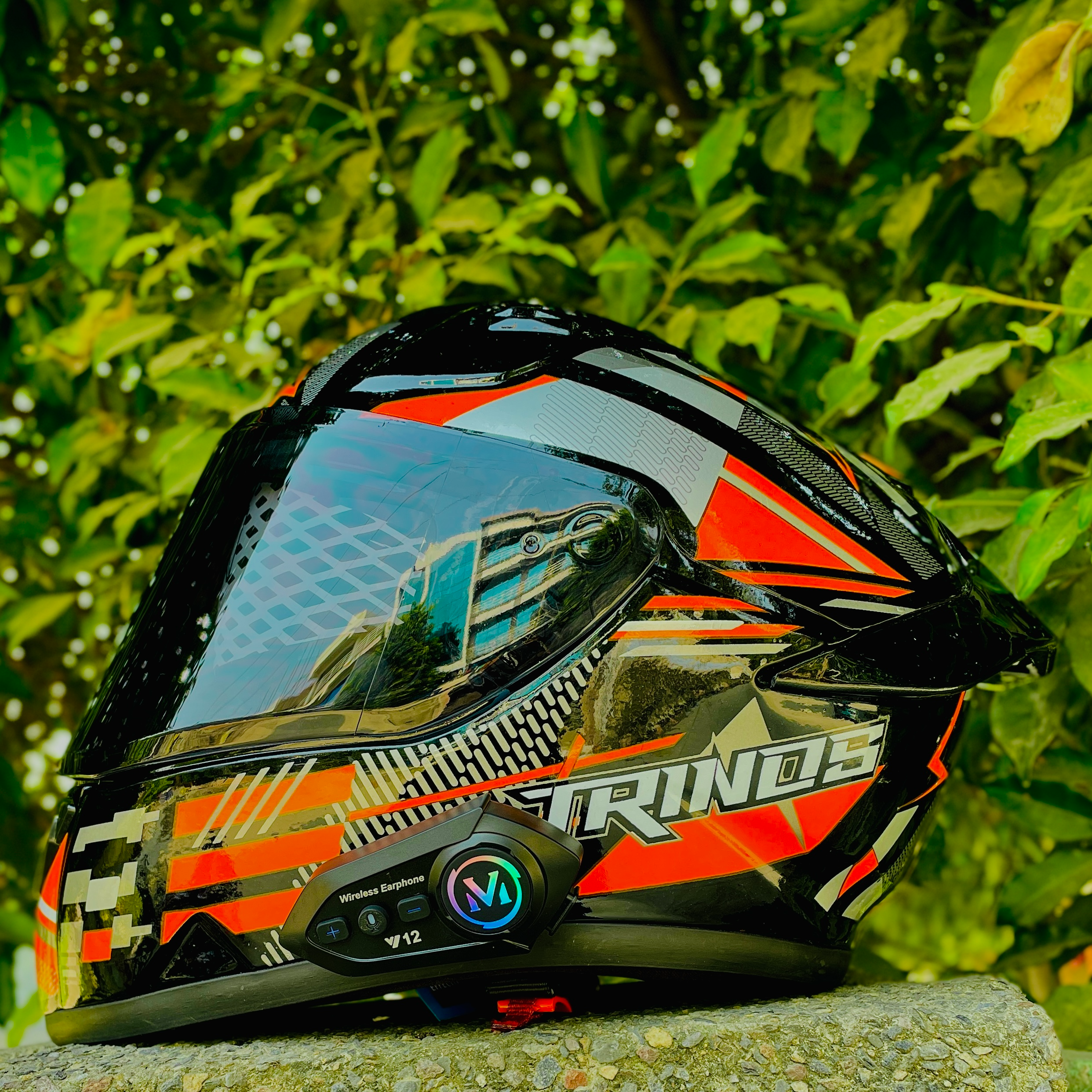 moto 4 with bluetooth double visor orrange moto 4 with bluetooth double visor orrange