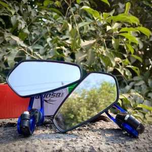 Sarkkart Original Premium Side Mirror CNC For All Motorcycle Handle Bar Fitting blue