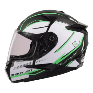 SBH 35 DOT Robot 2.0 Adventure Matt Black Green Helmet – Dual Sport Helmet with Durable Shell, Clear Visor & Comfortable Padded Interior