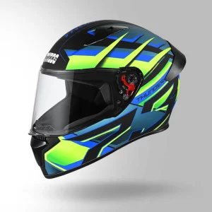 Thunder D6 Decor Matt Green Blue Helmet