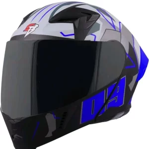 SBA 20 09 ISS Glossy Blue Full Face Helmet with Inner Sun Shield