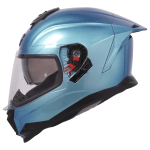 Steelbird SBH 57 ISS Fighter Sapphire Helmet – ISI & DOT Certified Full Face Helmet with Thermoplastic Shell, Anti-Scratch Visor & Sporty Graphics