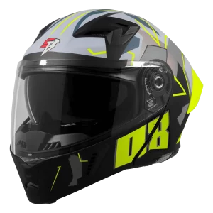 Steelbird SBA 20 ISS 08 Matt Black Neon Helmet – ISI Certified Full Face Helmet with Thermoplastic Shell & Sporty Design