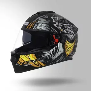 Studds Drifter D3 Rampage Decor Black Yellow Helmet – Full Face Helmet with Thermoplastic Shell, Dual Visor & Advanced Ventilation System