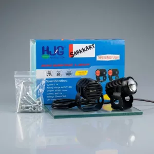 HJG Mini Drive LED Fog Light Bulbs Waterproof – Dual Color Flashing Mode (White & Yellow) with Cooling Fan for Cars & Motorcycles (2Pcs)