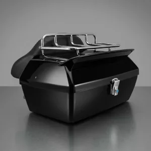 Sarkkart Super Meteor 650 Top Box with Backrest – Heavy Duty Motorcycle Luggage Storage Box with Lock Black