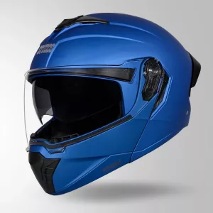 STUDDS Trooper DV Matt Blue Flip-Up Modular Helmet – Dual Visor ISI & DOT Certified Bike Helmet with Openable Chin Guard, Stylish & Comfortable Touring Design