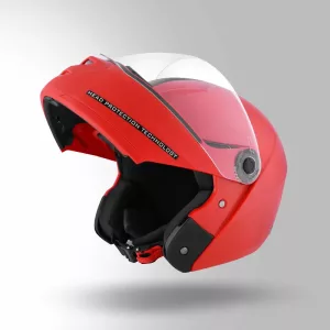 STUDDS Ninja Elite Flip-Up Full Face Helmet – Red with Plain Strip ISI Certified Modular Helmet